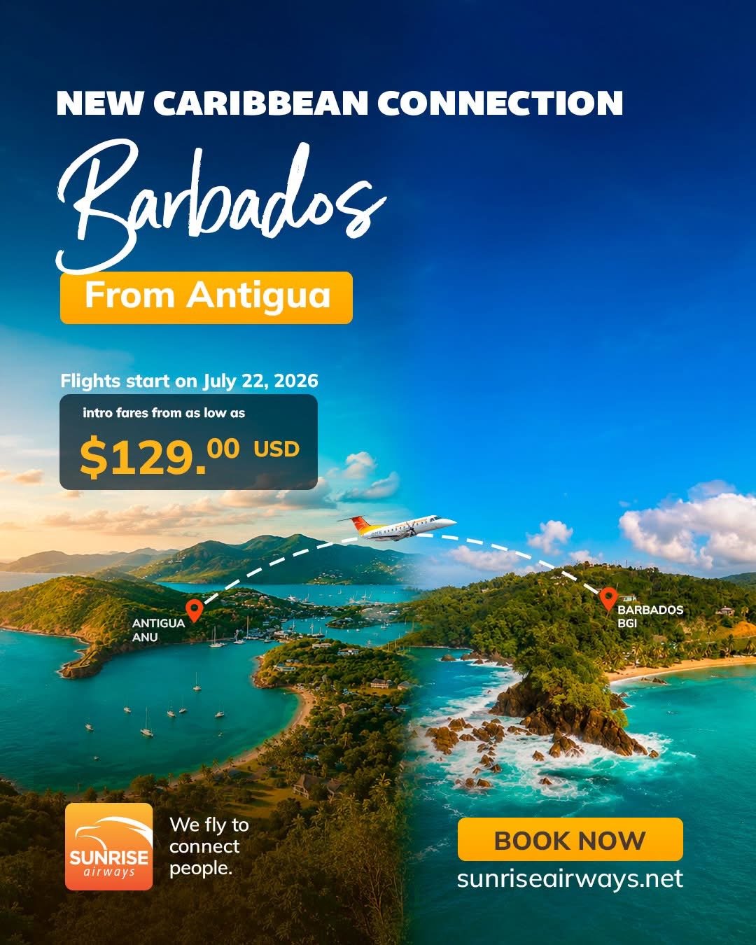 Sunrise Airways to Launch Antigua-Barbados Route July 22 With Fares From US$129
