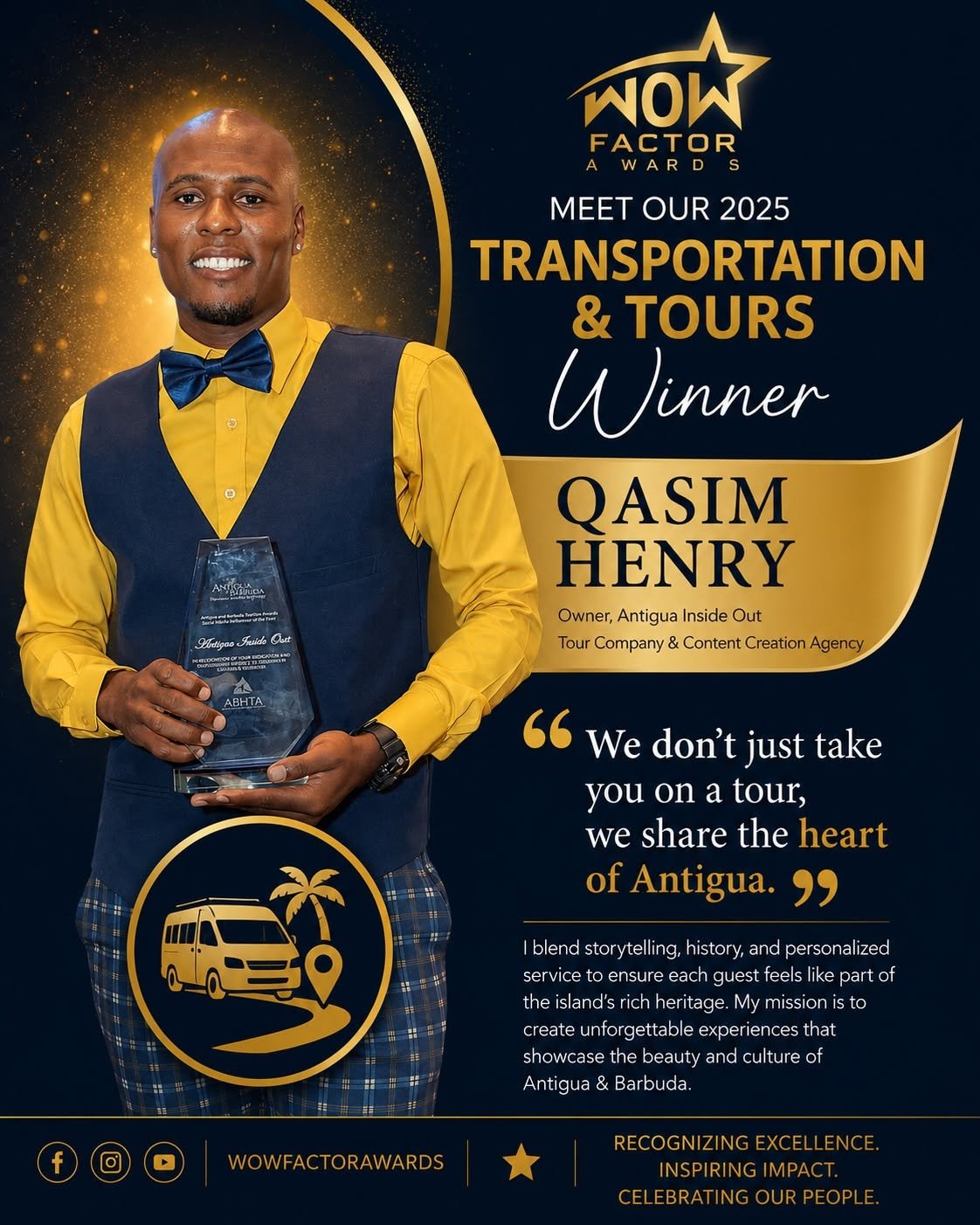 Qasim Henry Earns 2025 WOW Factor Award for Tourism Excellence